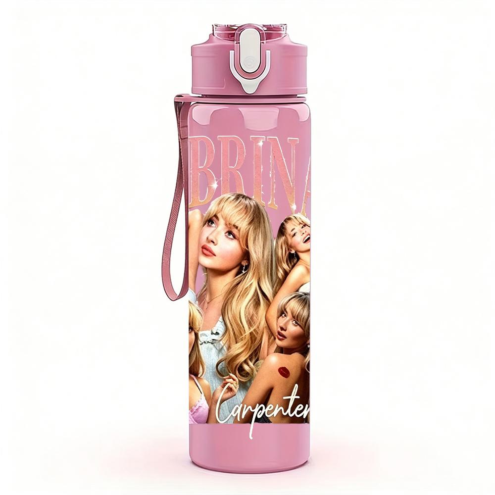 1 Stück Sabrina Retro Girl Group Porträt Druck 750 ml Tragbare Sport-Wasserflasche Auslaufsicher Fitnessstudio Outdoor Reisen Trinkbecher
