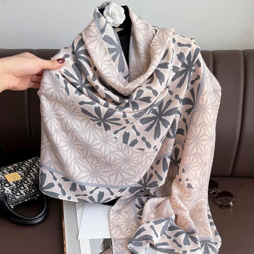90x180cm Womens Autumn/Winter Printed Fringe Cotton Linen Warm Long Beach Shawl Scarf Wrap Ladies Stoles Hijab