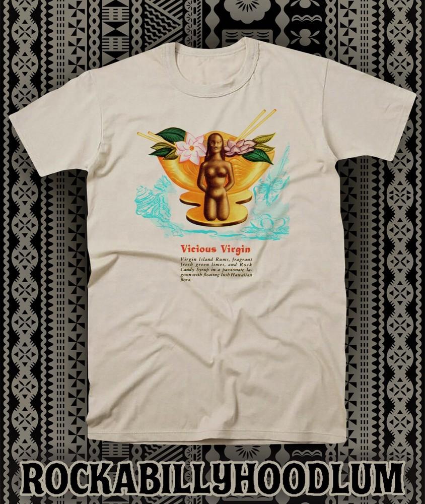 Retro Tiki Tee T Shirt Rum Mug Restaurant Bar Cocktail Vicious Virgin Unisex T-Shirt S
