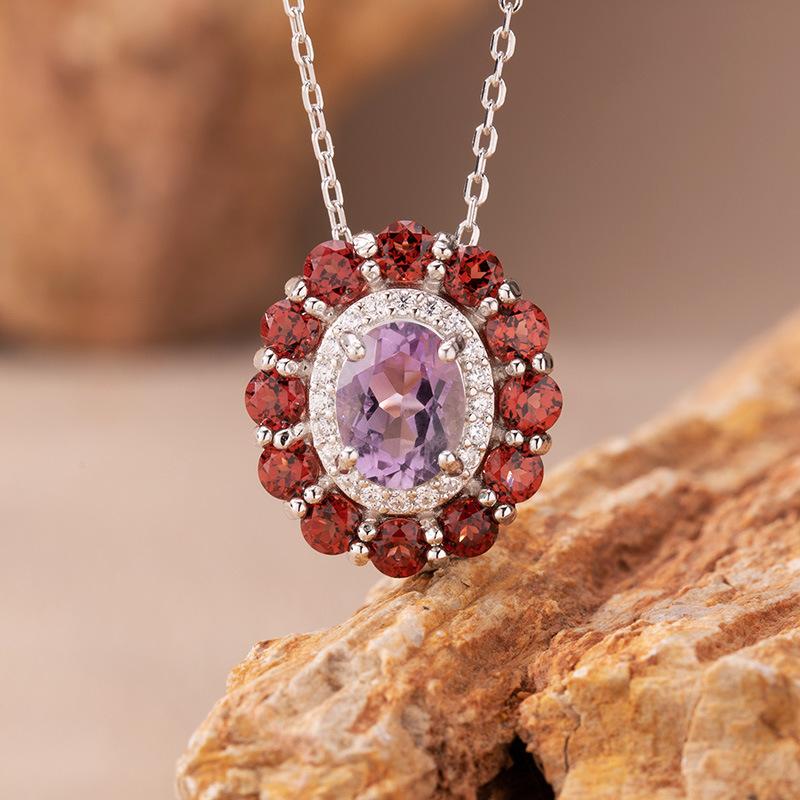 Natural Colored Jewelry Aquamarine Topaz Amethyst Citrine Stud Earrings S925 Silver Light Luxury High Sense