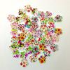 100 Pcs Wooden Cute Flower 2 Holes Buttons Sewing Scrapbooking DIY