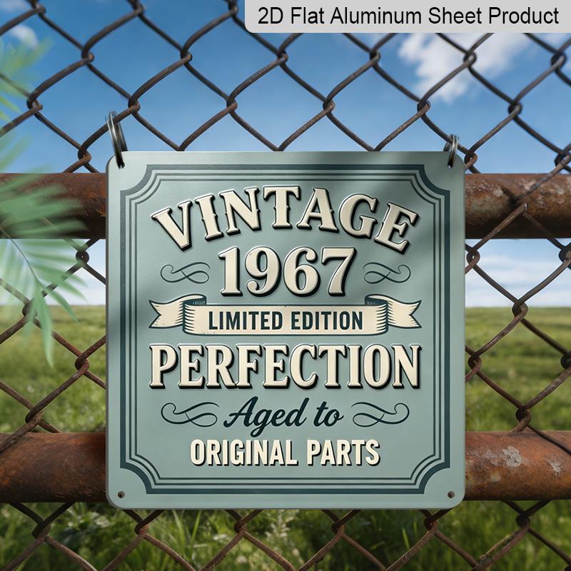 

2D Flat - 1pc, Retro Square Metal Aluminum Decorative Sign, Vintage 1967 Limited Edition Nostalgic Design, Retro Outdoor Wall Decor, Suitable for 20*20cm