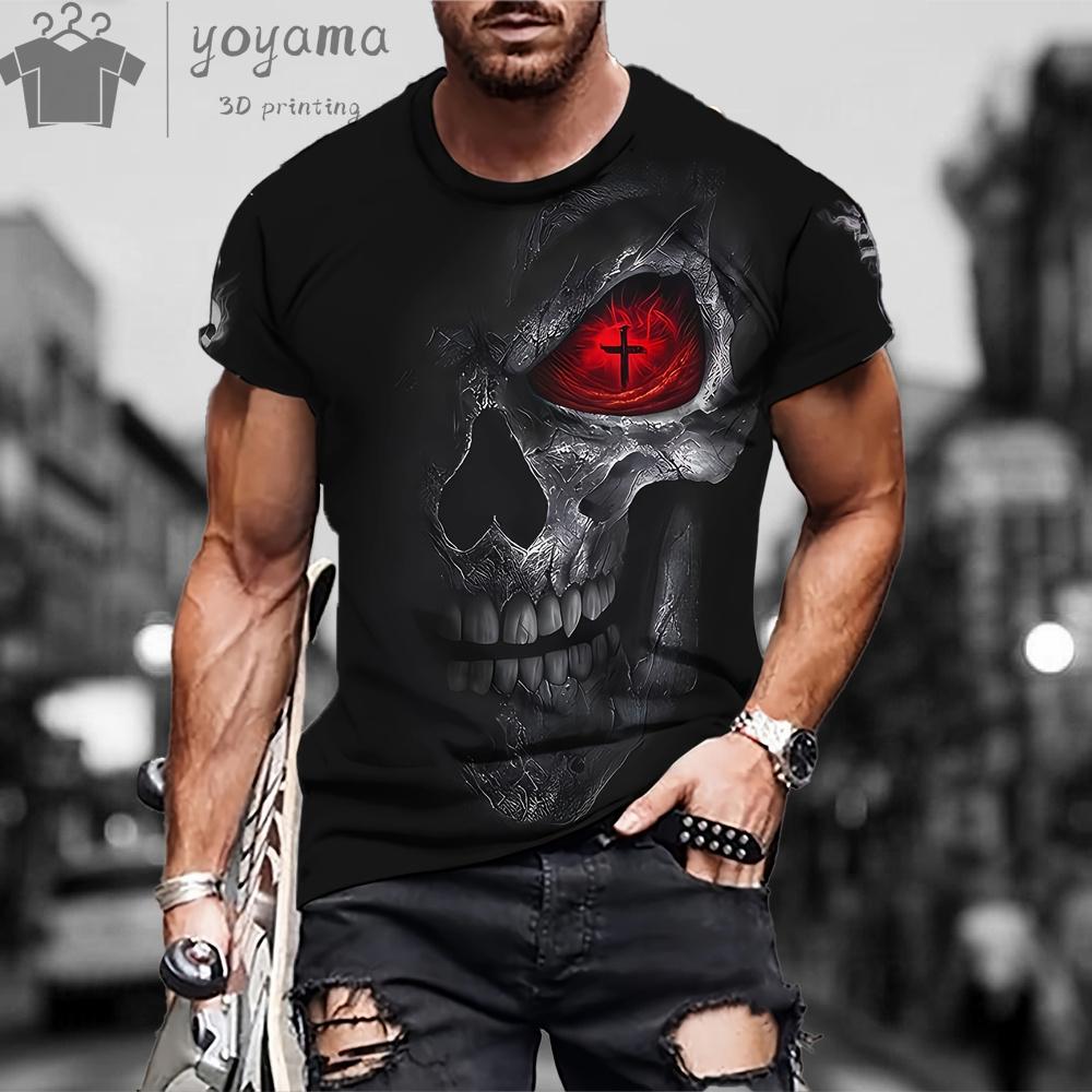Summer Short Sleeve Tee Unisex T Shirts High Quality Short Sleeve Tee Tee Shirt Unisex Clothes Skull Print Clothes Unisex Funny T-shirt