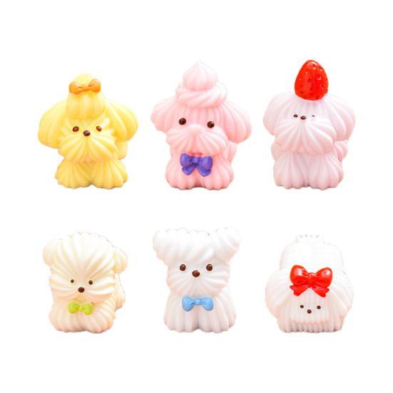 Cute Resin Dog Figurine Miniature Cartoon Cream Puppy Statue for Cake Topper Moss Landscape Fairy Garden DIY Project Home Office Desk Decor
