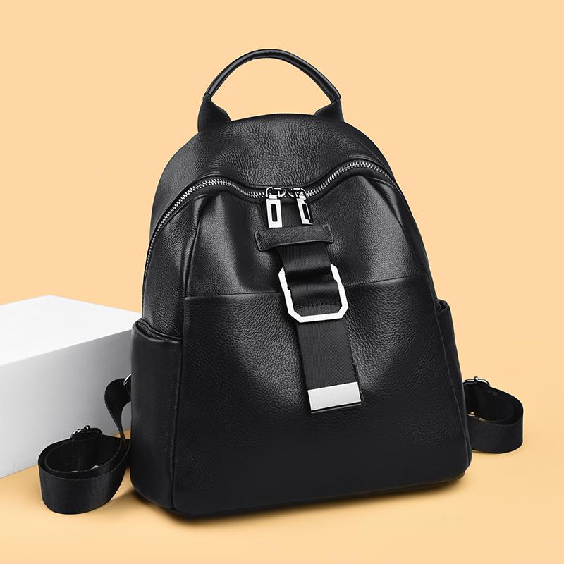 100% Genuine Leather Women Backpack Top Quality Cowhide Casual Travel Bag Large Capacity Bagpack School Bag Ladies Shoulder Bag