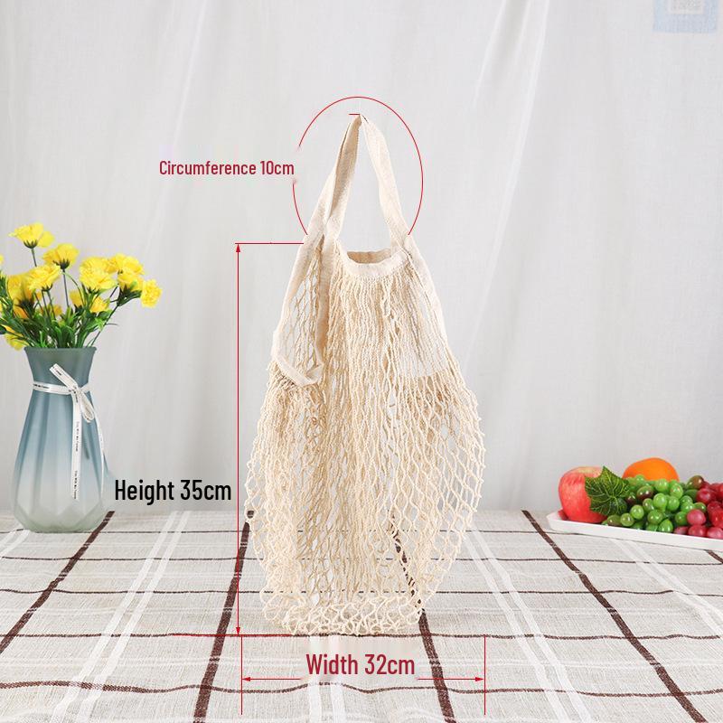 Foldable Pure Cotton Mesh Shopping Bag - Portable Handheld Fruit & Vegetable Storage