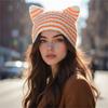 Liten Djevel Strikket Lue Dame Høst Vinter Lue Søte Ører Strikket Lue for Ulike Aldre