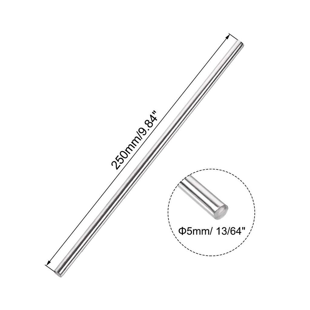 uxcell Round Bar, Lathe Bar, Axle Bar, for DIY Crafts, 304 Stainless Steel, 5mm x 250mm, 5pcs