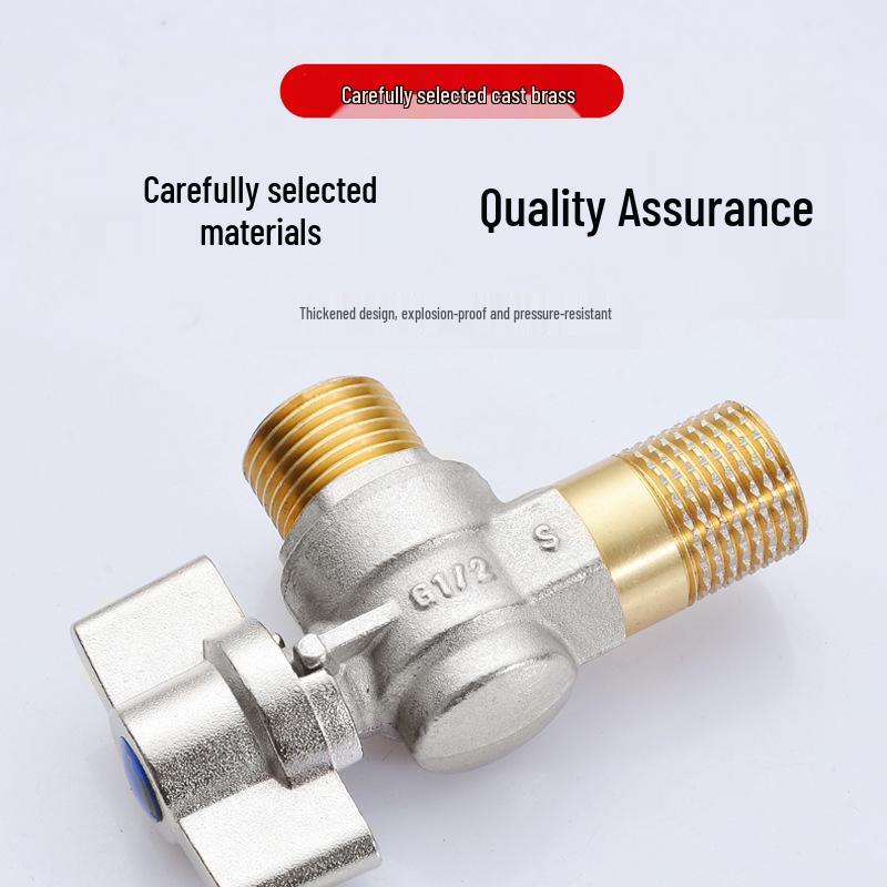 All-Copper Large Flow Angle Ball Valve for Hot/Cold Water & Gas Heaters, 4-Point Switch
