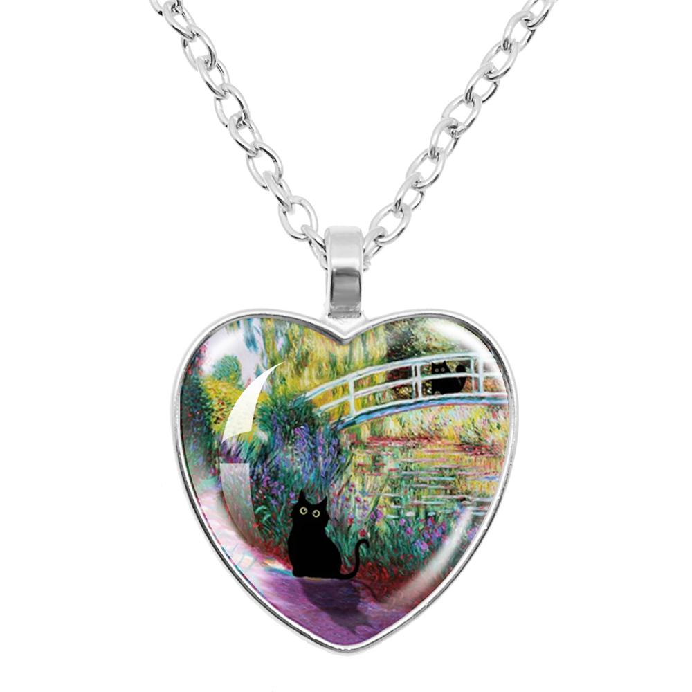 Gepersonaliseerde Kitten Kat Hart Hanger Ketting Dier Vorm Kunst Foto Glas Cabochon Sieraden Kinderen En Vrouwen