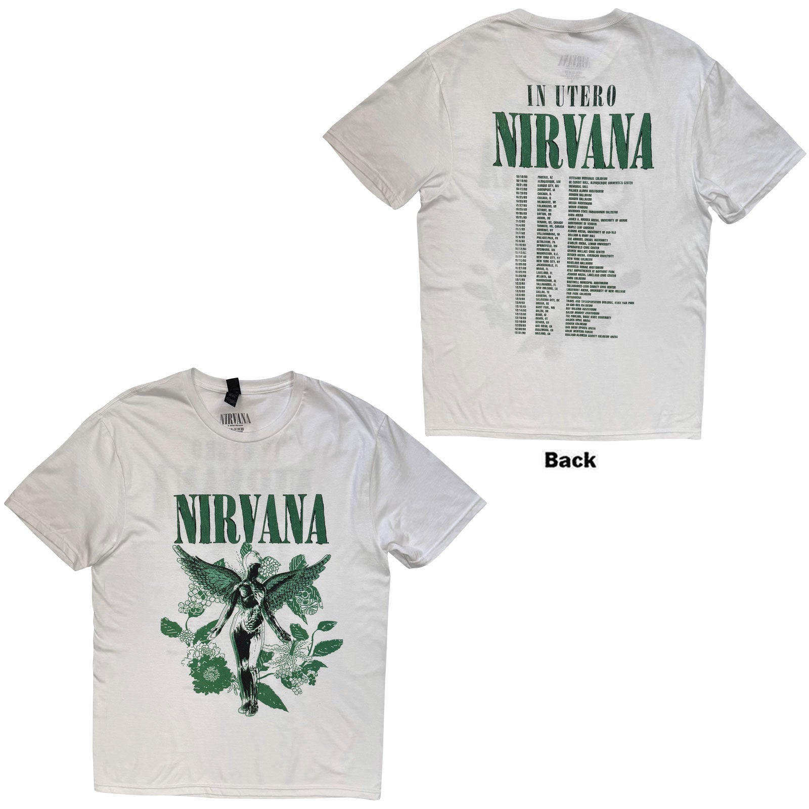 Nirvana TShirt In Utero Green White Back Print OFFICIAL NEW S