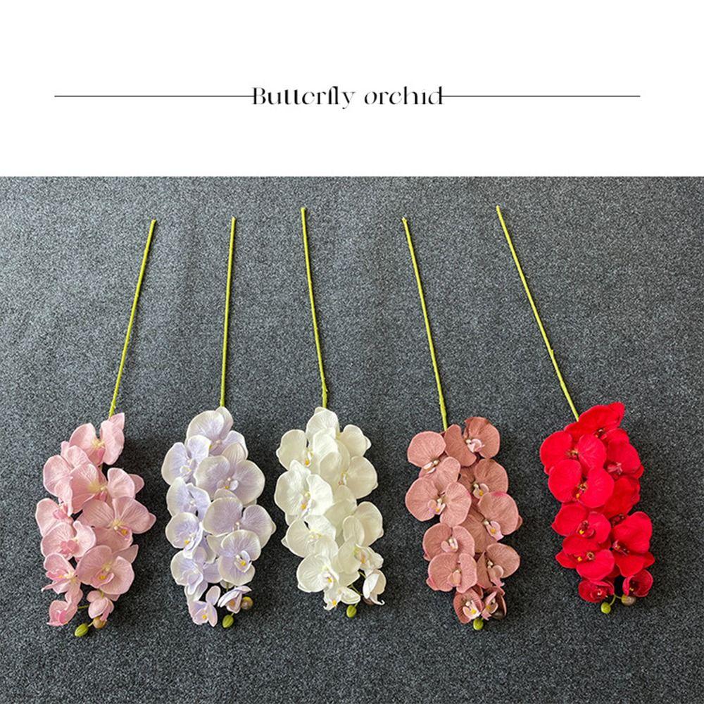 10 Blütenköpfe Künstliche Schmetterlingsorchidee Real Touch Mehrfarbig Künstliche Phalaenopsis Blume Drahtkern 98cm Seidenblume