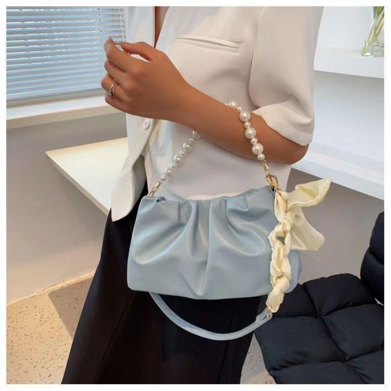 Premium Pearl Pleated Cloud Underarm Bag Niche Bag Women's New Summer Versatile Shoulder Handbag