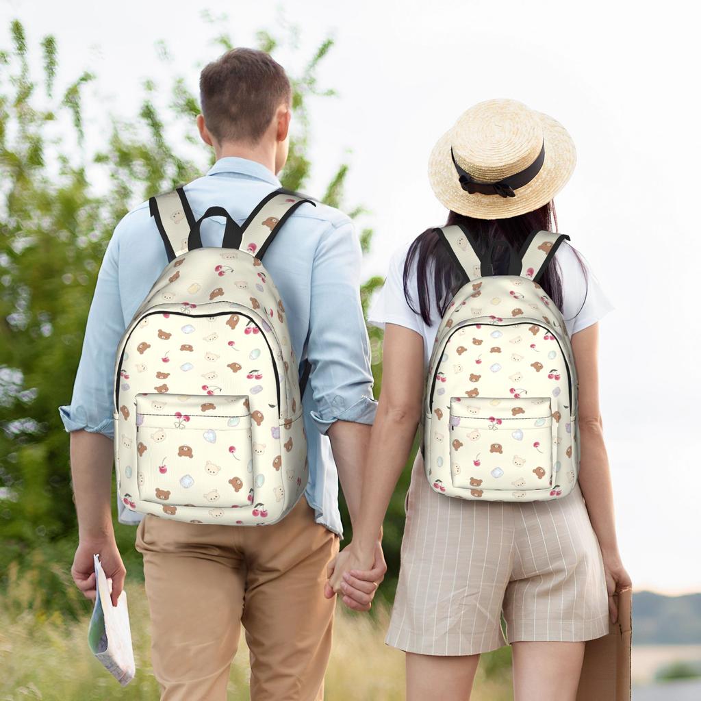 Rilakkumas Cartoon Backpack for Men Women Teenage Student Work Daypack Laptop Canvas Bags Outdoor