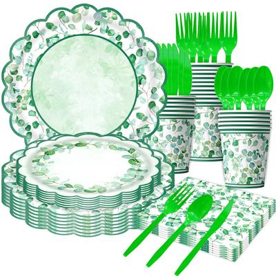 Eucalyptus Leaf Theme Party Supplies Sage Party Decoration Pennant Tableware Party Decoration Props