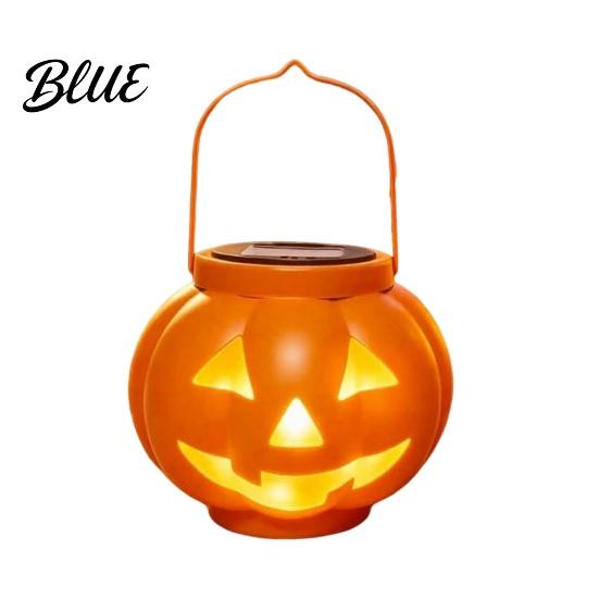 Solar Powered Fall Porch Decor Halloween Pumpkin Lantern Waterproof Outdoor Hanging Light Orange Compact Lights for Walkways Spooky Face Lantern
