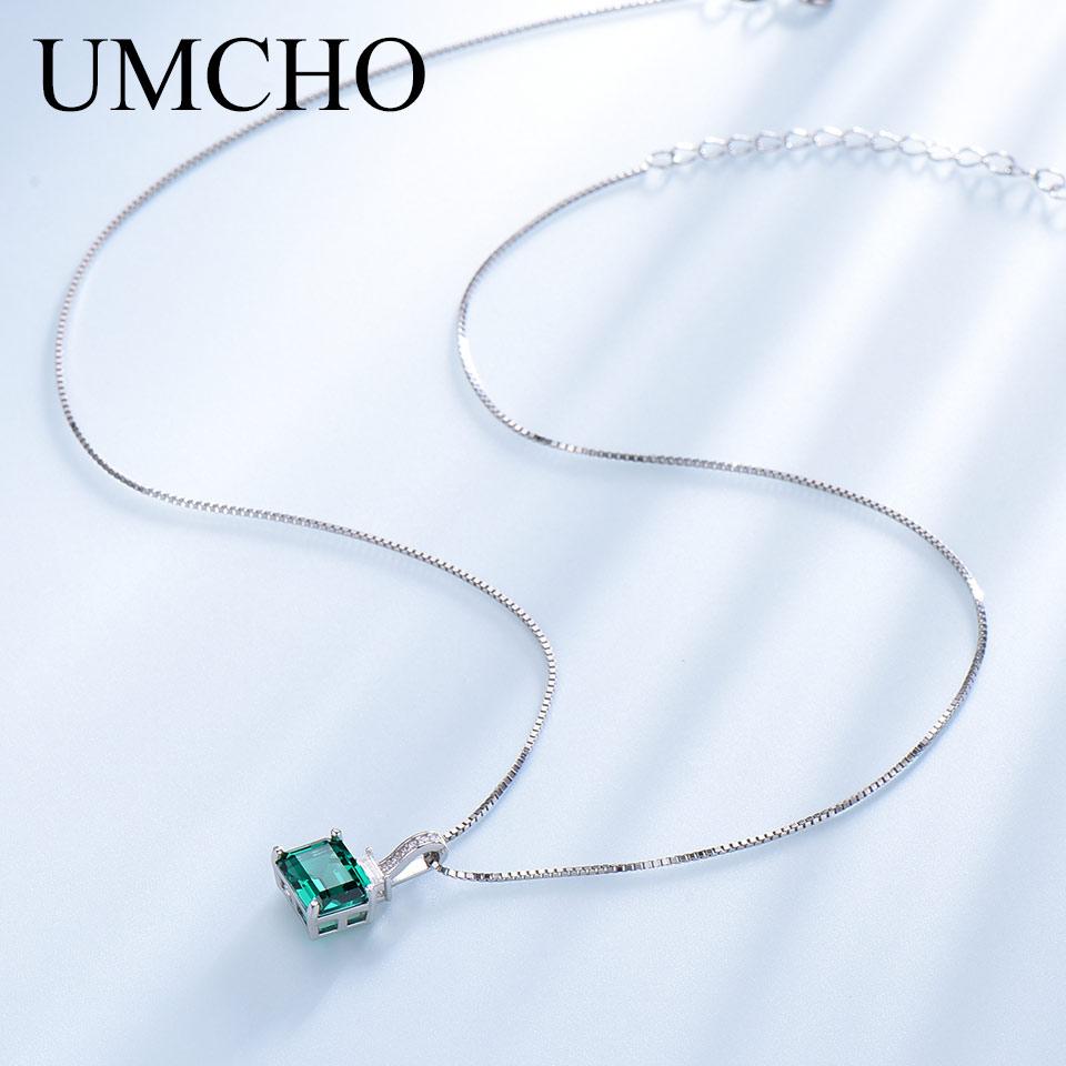 Nano Emerald Green Gemstone 925 Sterling Silver Necklace Pendent for Women With Chain