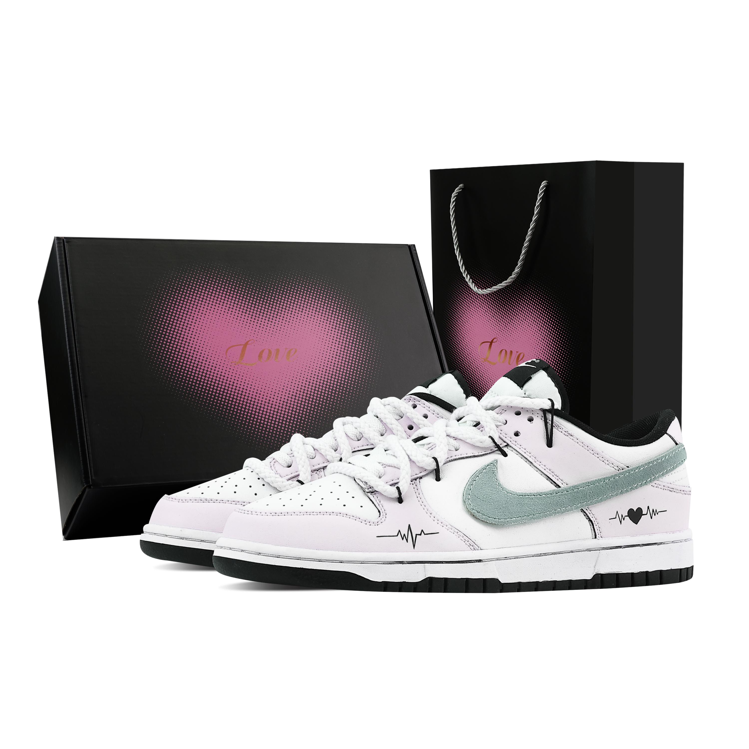 

Nike Dunk Unstoppable Heartbeat Box Slip Resistant Abrasion Resistant Low top Skateboard Shoes Unisex Pink White HF5441-100(Team773-1-) 42.5