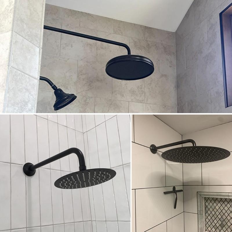 Practical Matte Black Replacement Shower Arm Wall Mounted Bathroom Accesspru for Enhances Shower Experience Daily Use