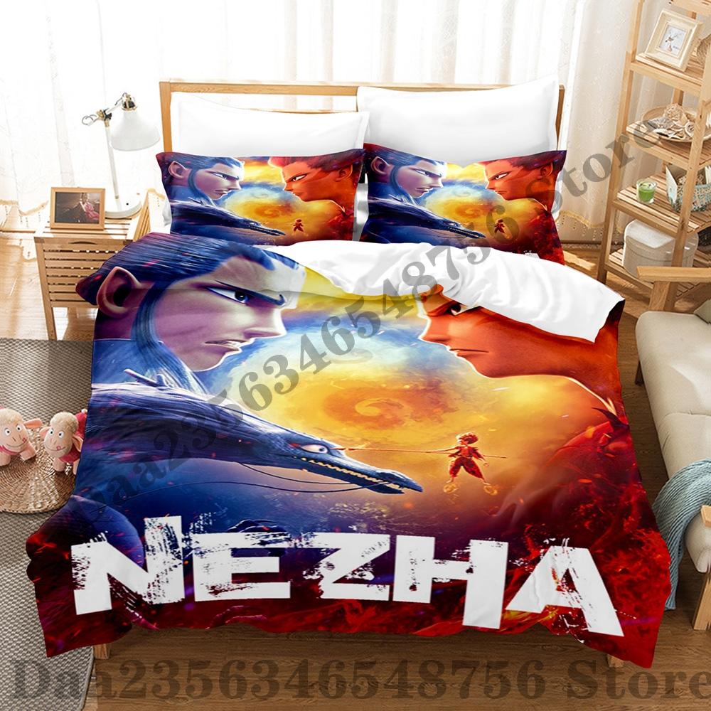 2025 Ne Zha 2 Bedding Set Single Twin Full Queen King Size Bed Set Adult Kid Bedroom Duvetcover Sets Anime Bed Sheet Set
