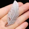 2026 Korean Style Zirconia Feather Brooch for Women, Qipao Pin, Shawl Buckle Accessory