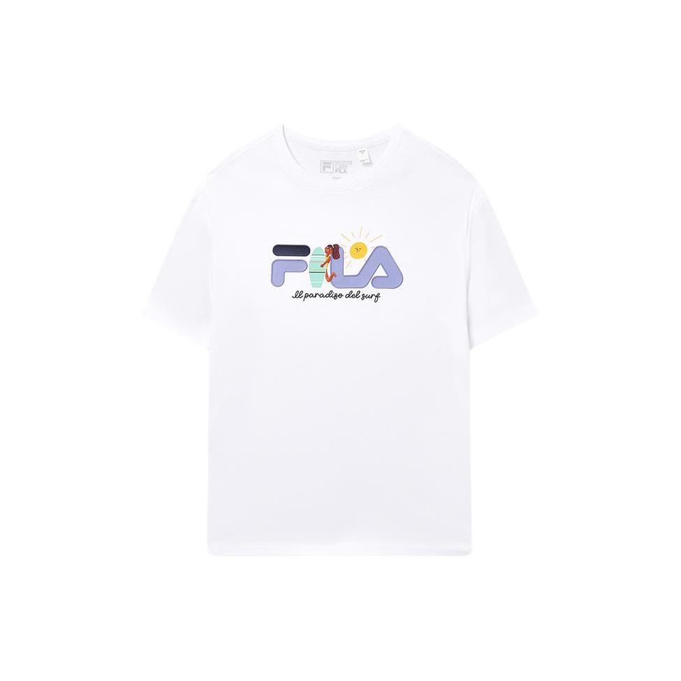 

New FILA Drop Shoulder Sleeve T Shirt Women s Standard White F51W429105AWT L