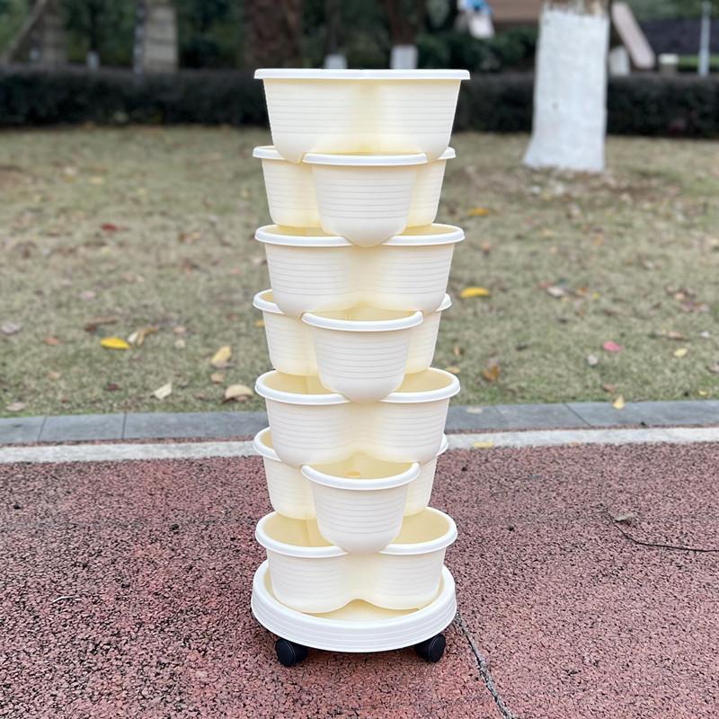 Vegetable Plastic Pot Family Balcony Strawberry Potted Plant Three Dimensional Multi-layer Space Saving Planting Flower Pots