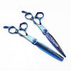 Blue 7-Inch Napson Gold Damascus Steel Hairdressing Scissors and Thinning Shears