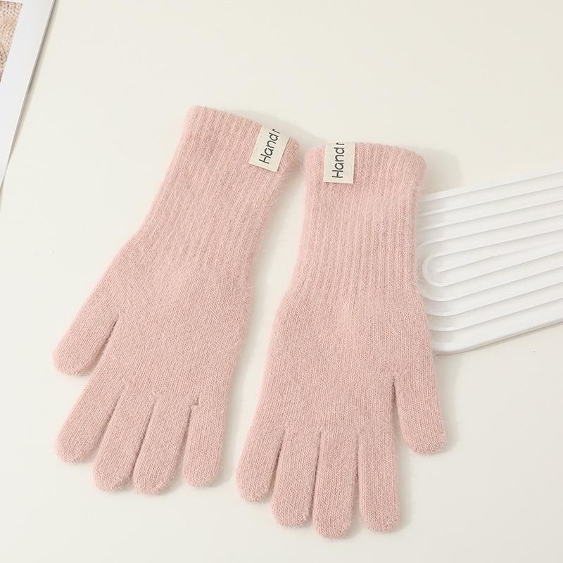 Winter Solid Color Knitted Gloves Full Fingered Stretchy Warm Gloves For Cold Weather Girls Men Women And Teens Winter Mittens