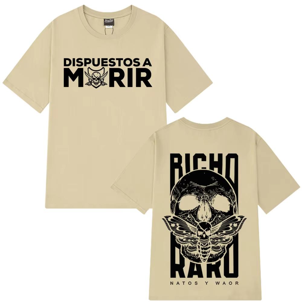 Rapper NATOS WAOR Bicho Raro Schwarz Skelett 2025 Gothic Hip-Hop T-Shirts Mode T-Shirts Männer Frauen Y2k Kleidung Baumwoll-T-Shirts