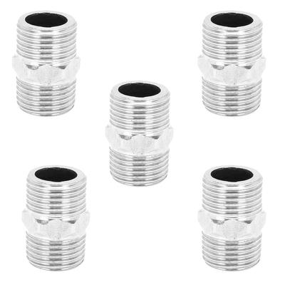 5 Stück 1/2 Zoll Edelstahl Sechskantnippel Gewinderohrverbinder Fittings für Wasserheizung