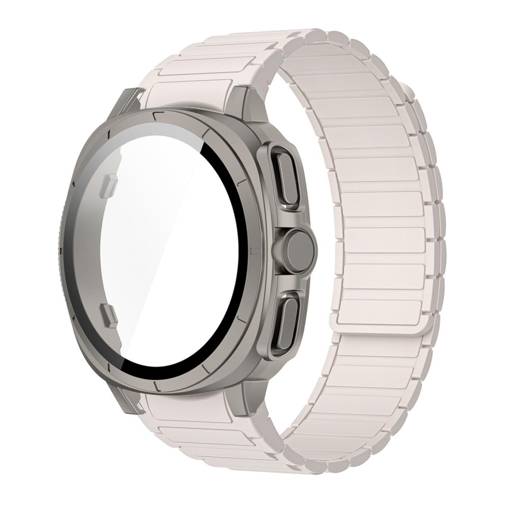 PC Case+Strap Upgrade To Ultra 47mm for Samsung Galaxy Watch 7 40mm 44mm No Gaps Silicone Magnetic Band PC Tempered Glass Screen