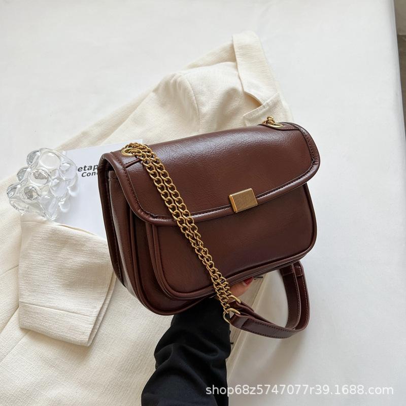Textured Small Bag Women's 2025 Winter New Retro Messenger Bag, Foreign Style Versatile Chain One-shoulder Crossbody Bag Explosive