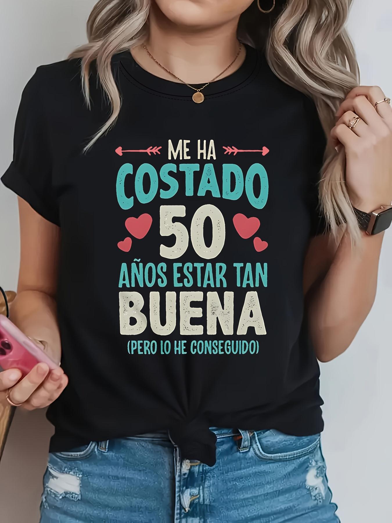 

It Took Me 50 Years to Look This Good Letter Print T-Shirt, Short Sleeve Crew Neck Casual Top for Summer And Spring, Women S Clothing S разноцветный