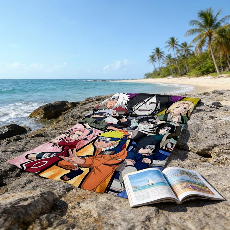 1pc NARUTO (3) Beach Towel, Beach and Seaside Swimming Pool Equipment, Fashion Pattern, Rectangular, Travel Essentials