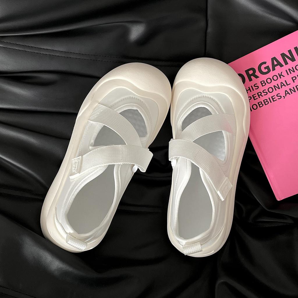 Retro Versatile Round Head Thick-soled Little White Shoes for Women's Summer 2025 New Models with Skirts To Increase the Height of Casual Soft-soled S