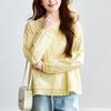 Goose Yellow Blouse for Women Long-sleeved Summer Latest Lace Top Relaxed Fit Slimming Blouse