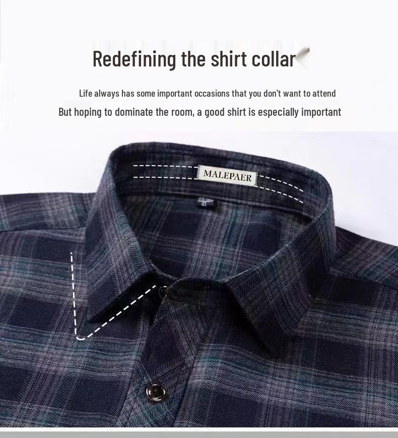 Men's High-End Pure Cotton Plaid Long-Sleeve Casual Shirt