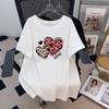 Plus Size Round Neck Loose Fit Mid-Length Short Sleeve T-Shirt for Women (200-350 Jin)
