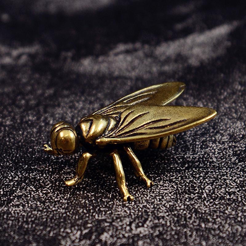 1 Piece Metal Insects Animal Figurine Home Office Desktop Decor Mini Brass Fly Insect Ornament Miniature Statue Vintage Craft