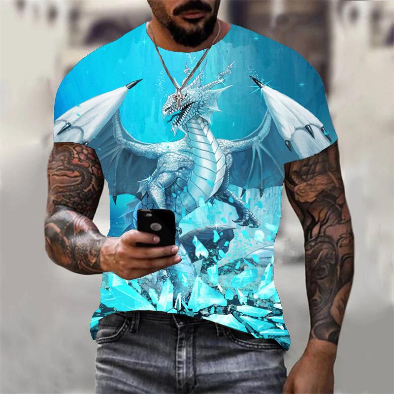 Creative Animal Dragon 3D Printed Short Sleeved T-shirt Fashionable Comfortable Soft Breathable Large Loose Wonens T-shirt