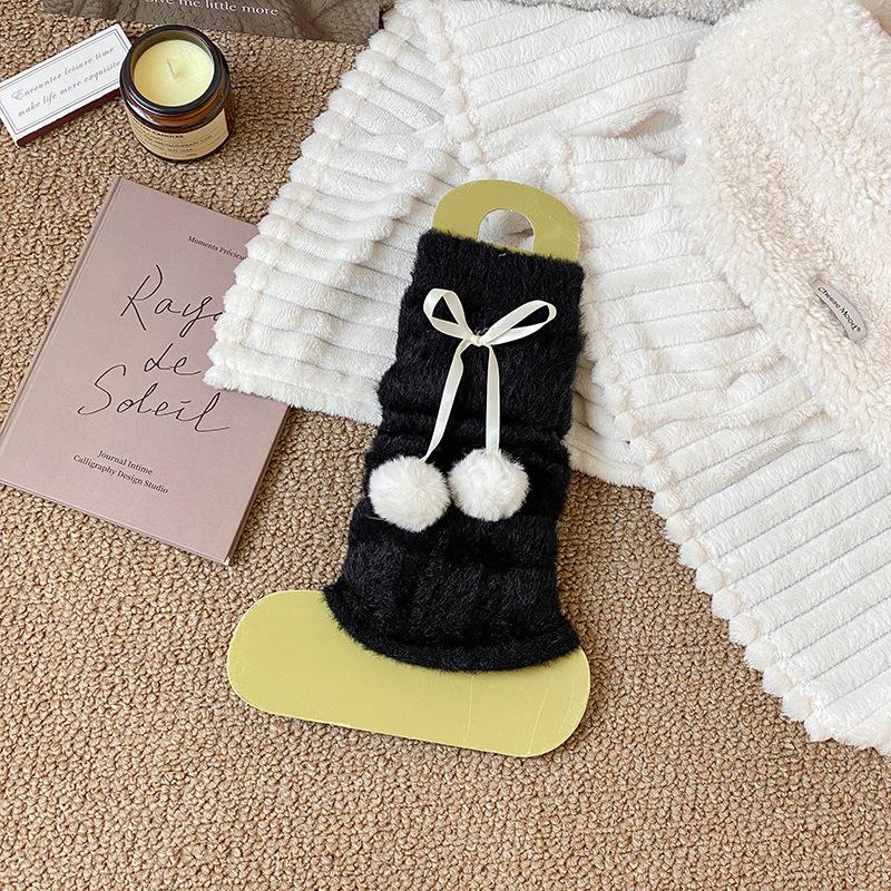 

Super Soft Cat Fleece Sock Sleeves for Women s Autumn and Winter Warmth Long Calf Socks 1 pair