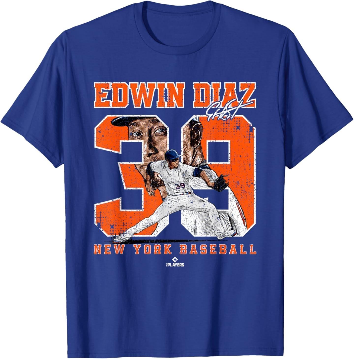 Number and Portrait Edwin Diaz New York MLBPA T-Shirt S разноцветный