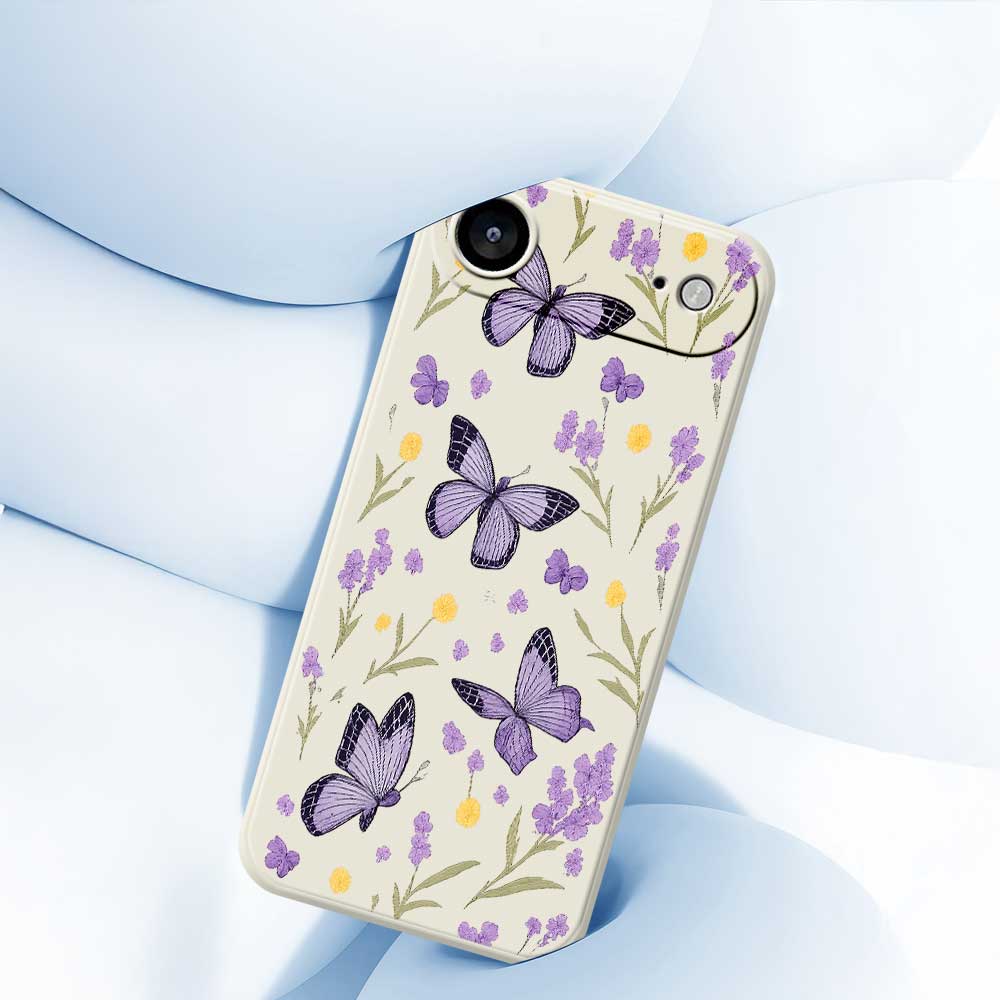 For iPhone 17 Air Case Purple Butterflies Pattern Printing Straight Edge TPU Phone Back Cover