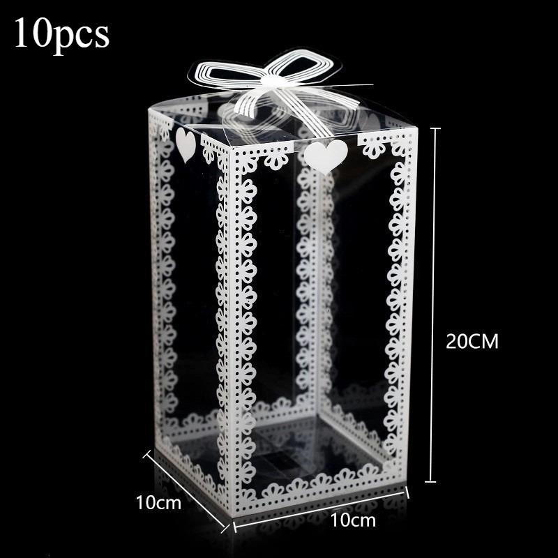 Transparente Plastik-Geschenkbox mit elegantem Band Quadratischer Aufbewahrungsbehälter Einfache Steckmontage Klebefreies Design Ideal für Weihnachten