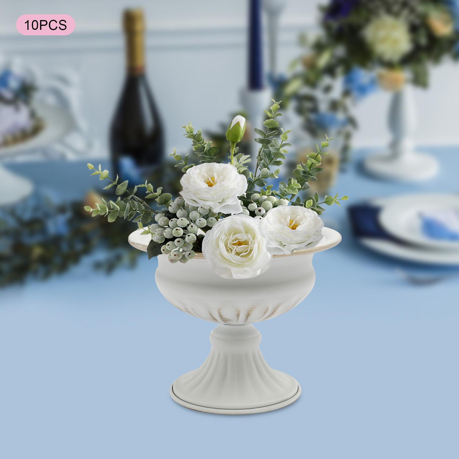 

White Gold Color 10Pcs Mini Metal Flower Vases, Elegant Wedding Centerpiece Decor, 4.7In Tall Trumpet Vase for Table Decorations білий