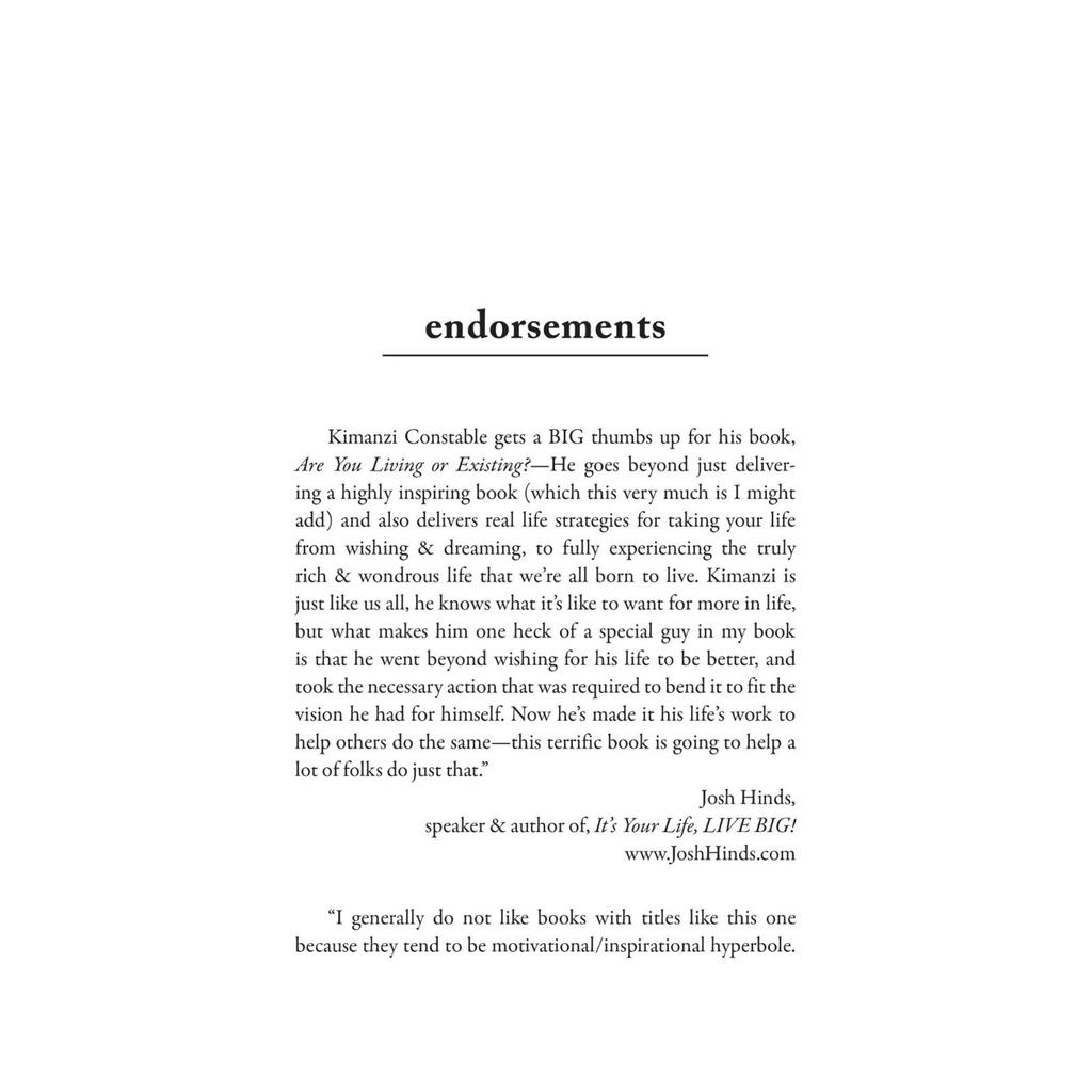 Are You Living Or Existing?: 9 Steps to Change Your Life.-Kimanzi Constable Book JL155868360749