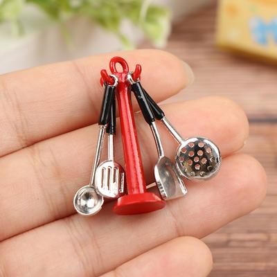 1Pcs/1Set Kids Toys 1:12 Dollhouse Miniature Soup Pot Spoon Pan Kettle Model Kitchen Cookware Accessories DIY Decoration