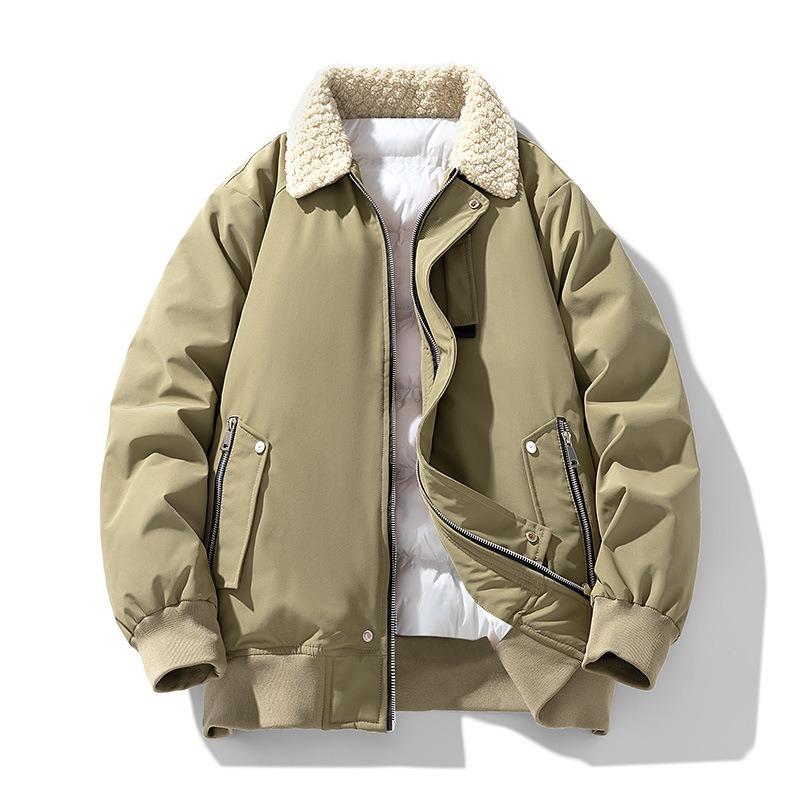 Men s Winter New Casual Fashion Trend Lapel Thickened Couple Warm Youth Vitality Cotton Coat M