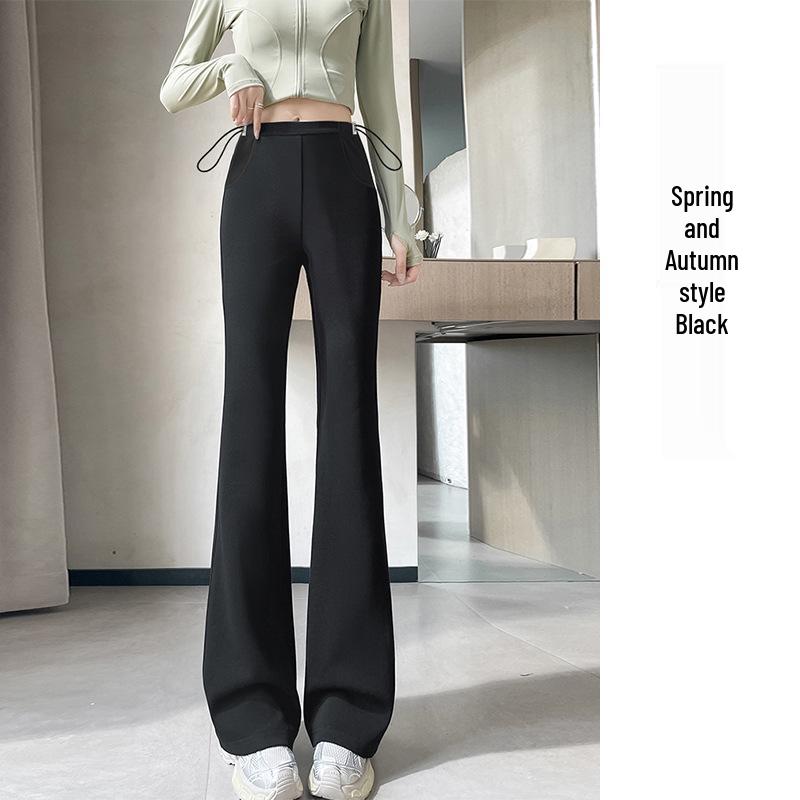 High Waist Plus Size Maternity Flare Pants with Drawstring for Autumn/Winter 2025 M